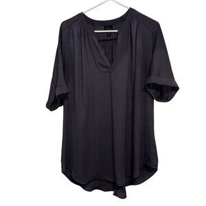 Worthington Womens Gray Short-Sleeve V-Neck Tunic Blouse XL Polyester